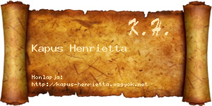 Kapus Henrietta névjegykártya